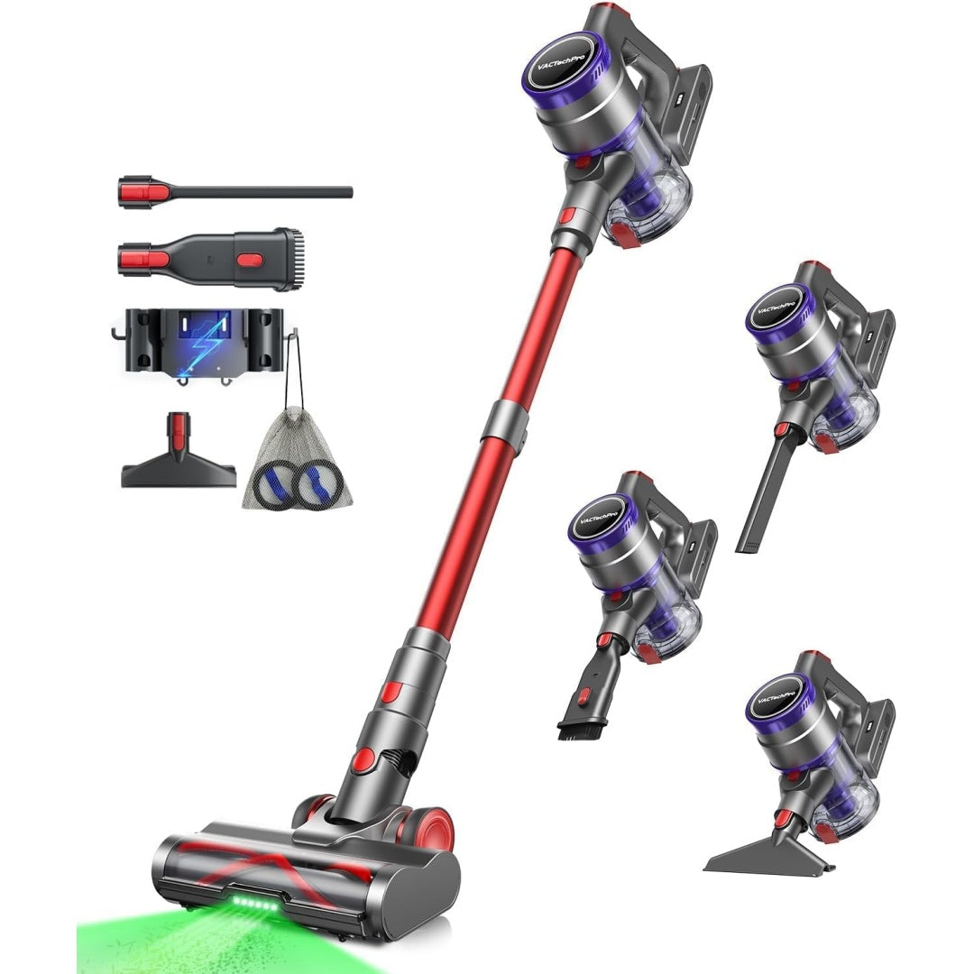 Cet aspirateur vertical combine une utilisation sans fil et une filtration au charbon actif