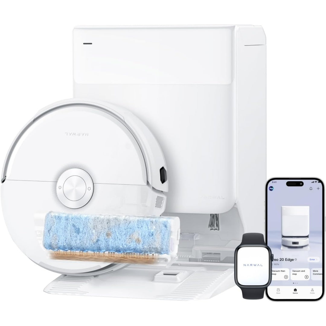 Robot avec station de lavage, coloris blanc, avec le nettoyage des tissus