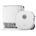Ensemble robot et base de lavage associant le nettoyage automatise des sols au coloris blanc