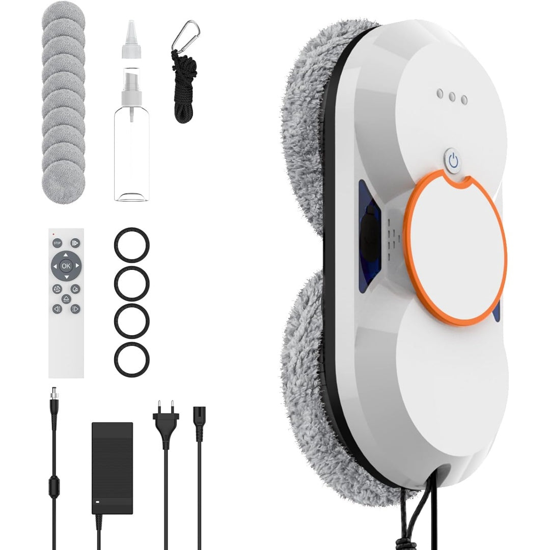 Robot lave vitres associant le deplacement sur la vitre et une pulverisation integree