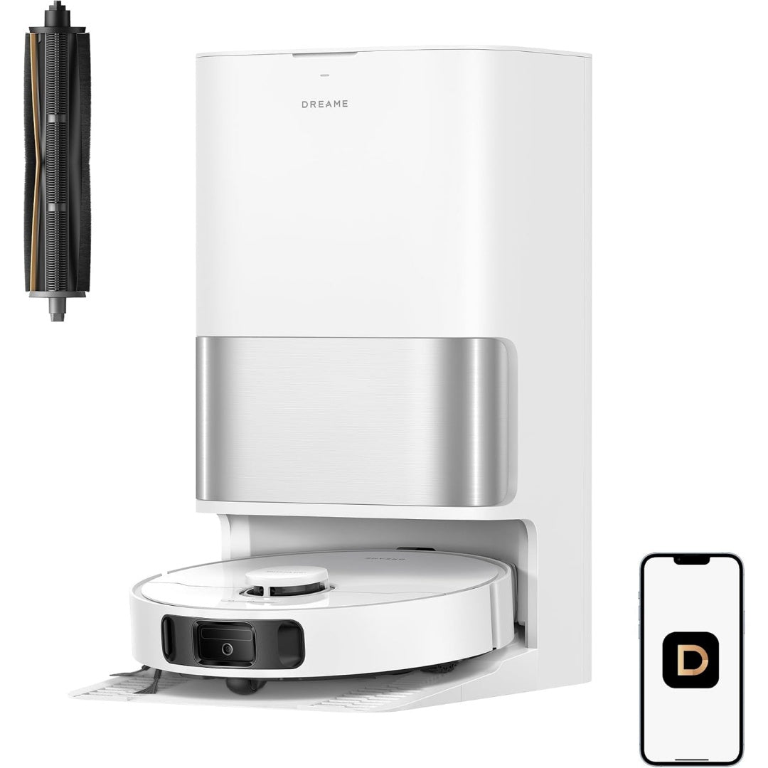 Ensemble robot et base de lavage integrant la collecte de la poussiere et un mouvement rotatif