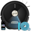 Robot aspirateur, coloris noir, avec un mouvement rotatif