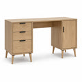 Bureau classique avec 3 tiroirs et 1 porte en panneaux de particules mélaminés décor chêne 120 x 60 x 75 cm