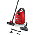 Aspirateur au format traineau associant la collecte de la poussiere au coloris rouge et gris
