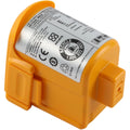 Batterie rechargeable, coloris orange et gris, avec une technologie lithium ion
