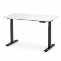 Bureau assis-debout électrique 120 x 60 cm plateau rectangulaire en panneau de particules blanc piètement en acier noir