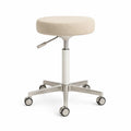 Tabouret de bureau réglable à roulettes assise ronde en polyester beige 46-61 cm