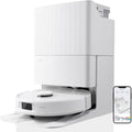 Ensemble robot et base de lavage alliant l'entretien des tapis et le vidage automatique