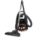 Aspirateur de sol sur roues integrant une filtration des particules fines et une prise en main par poignee