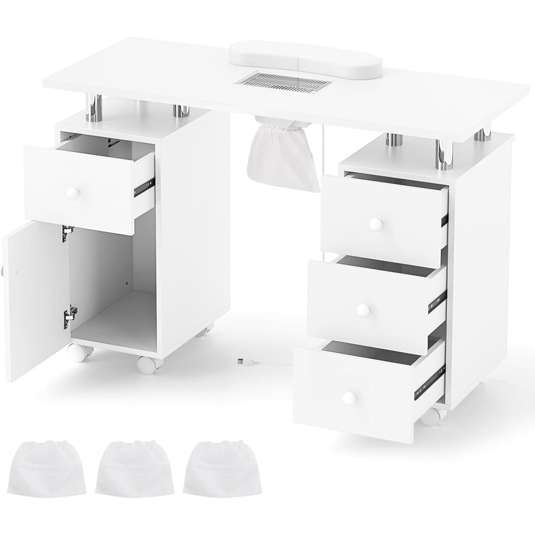 Table de travail alliant un corps en acier inoxydable et le deplacement sur roulettes