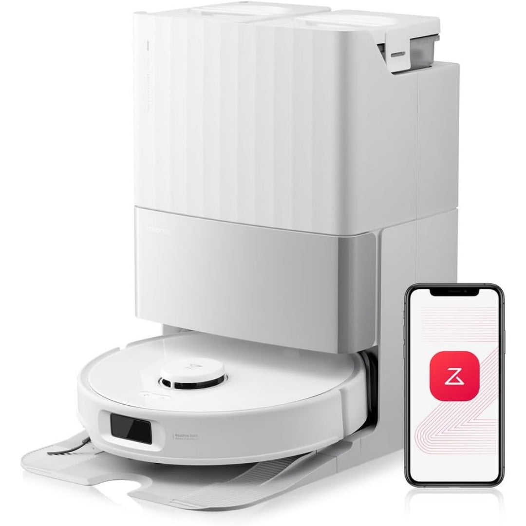 Ensemble robot et base de lavage integrant la collecte de la poussiere et le nettoyage automatise des sols