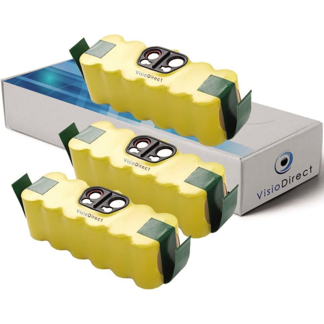 Lot de 3 batteries rechargeables, coloris gris et jaune, avec une capacite annoncee de 4500 mAh