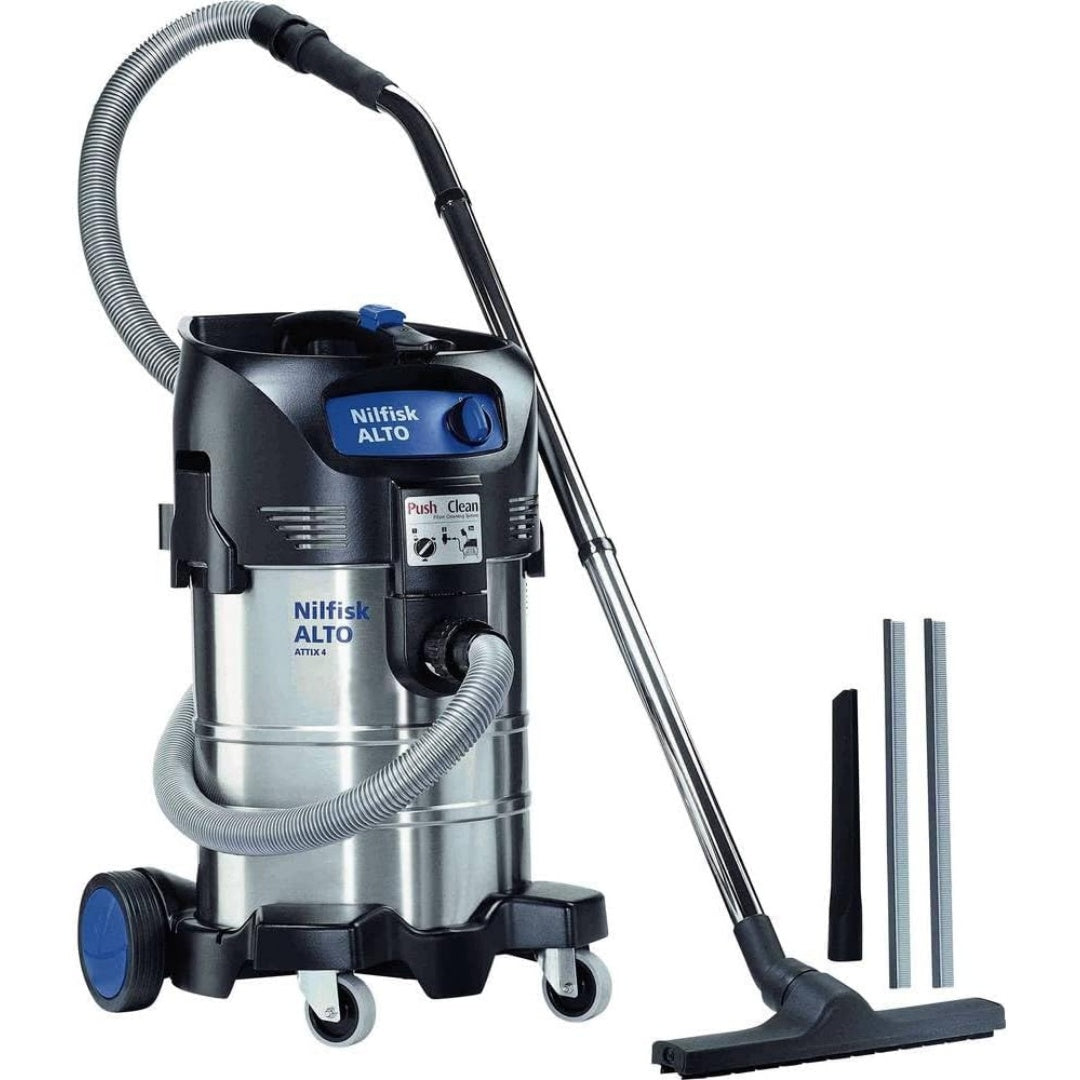 Aspirateur mixte associant une puissance annoncee de 1500 W au coloris gris et blanc