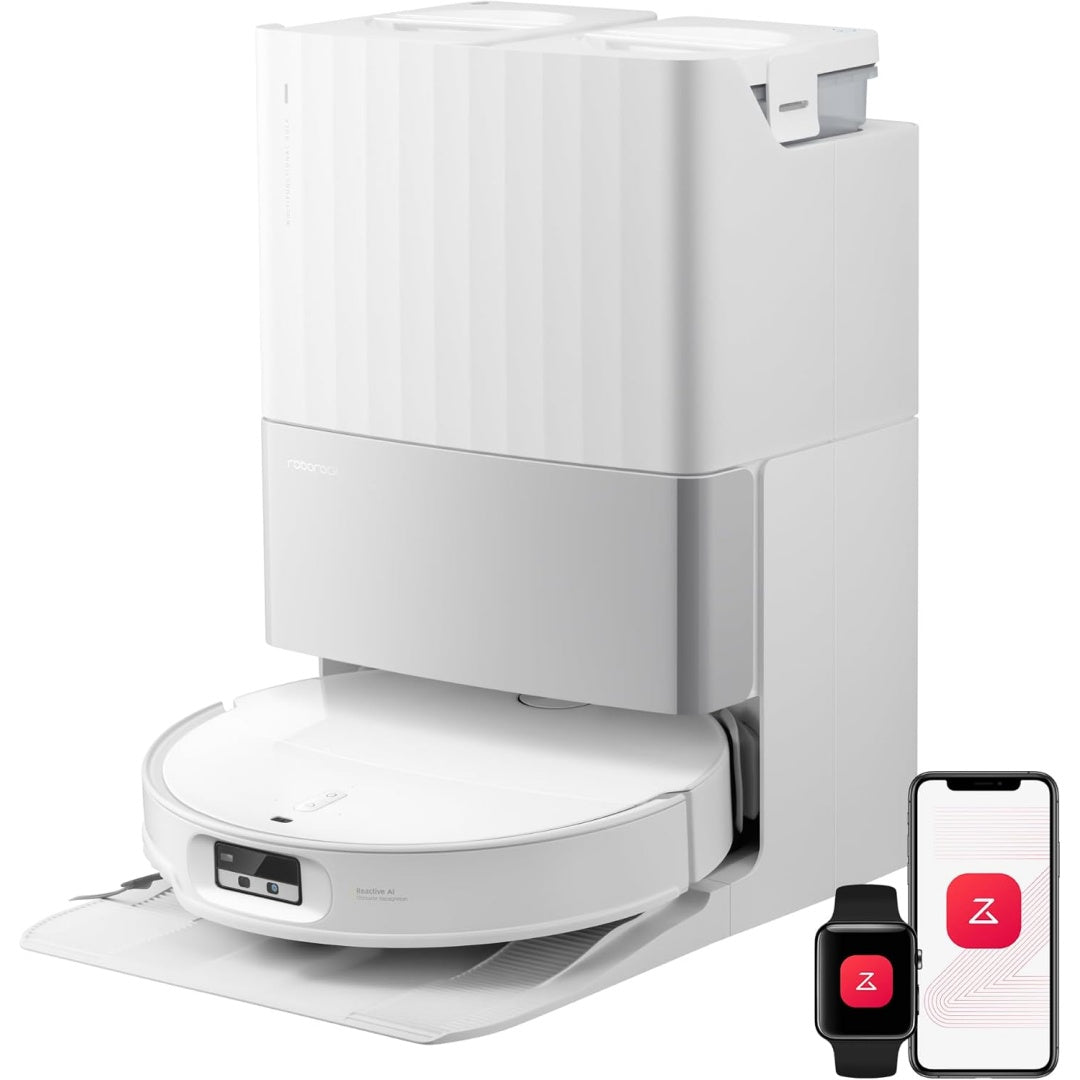Robot avec station de lavage, coloris blanc et gris, avec le sechage a air chaud