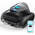 Nettoyeur de piscine avec une contenance annoncee de 900 l, coloris bleu et noir