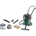 Aspirateur eau et poussiere, coloris gris et blanc, avec une prise en main par poignee