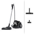 Aspirateur au format traineau associant la collecte sans sac au coloris gris et blanc