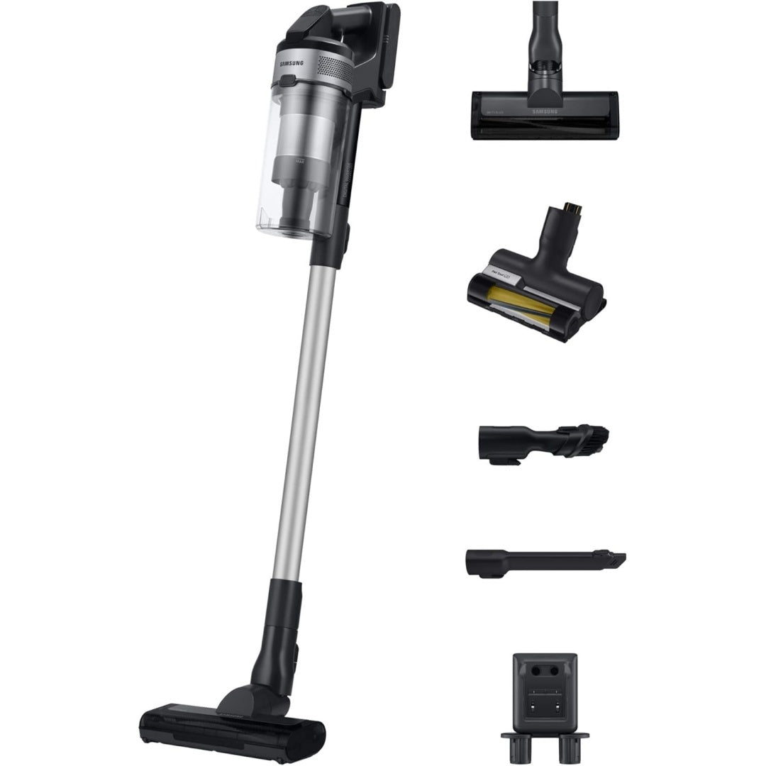Aspirateur balai, coloris noir et gris, avec une separation cyclonique