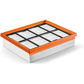 Element filtrant avec retention de la poussiere, coloris blanc et orange