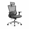 Chaise de bureau ergonomique à roulettes avec appuie-tête dossier haut en maille polyester grise et noire 66 x 66 x 116-126 cm