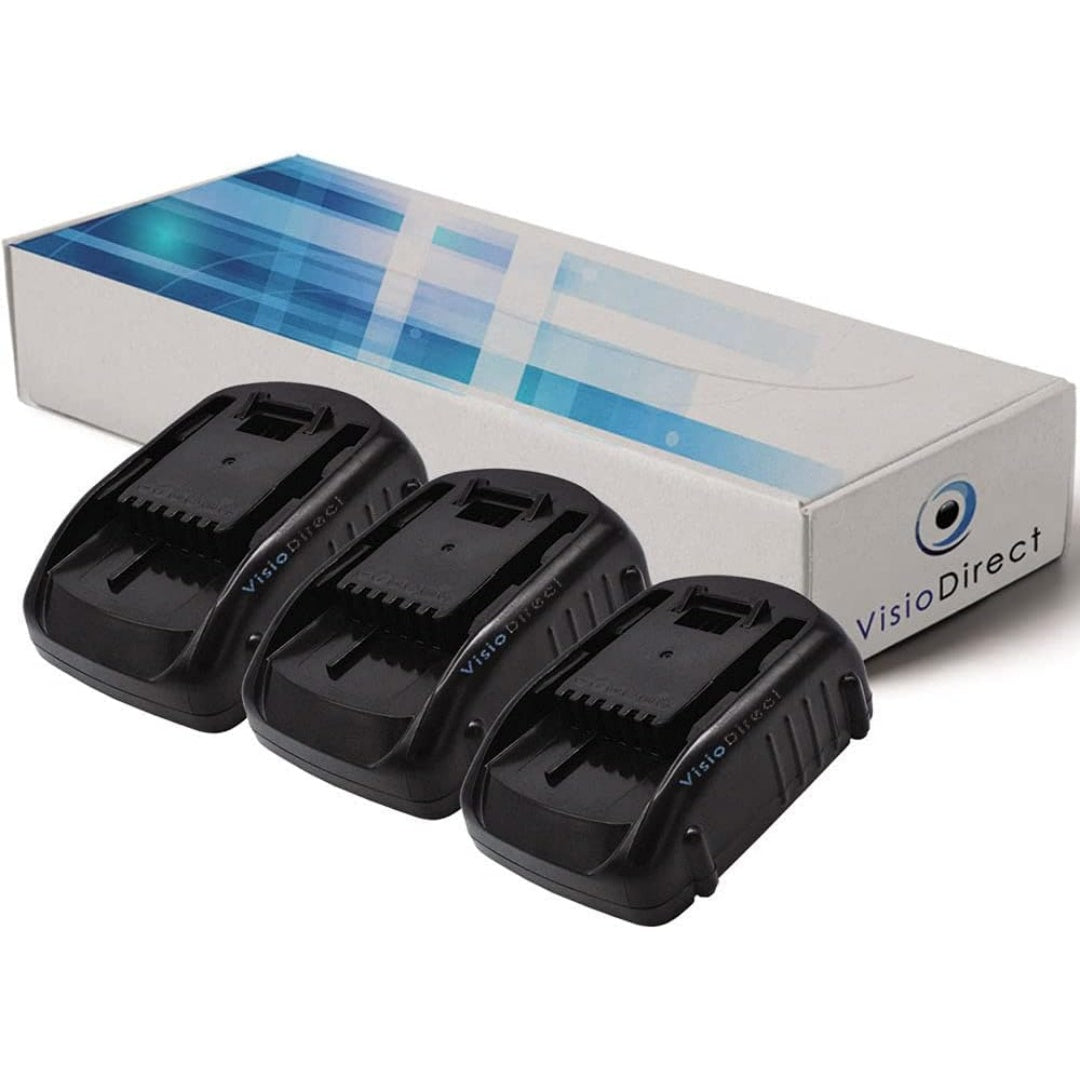 Lot de 3 batteries rechargeables associant une tension annoncee de 18 V et une capacite annoncee de 2000 mAh