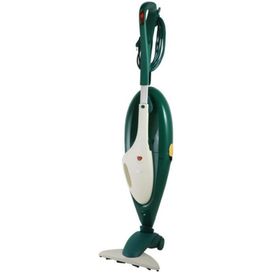 Cet aspirateur vertical combine la collecte de la poussiere et l'entretien des sols