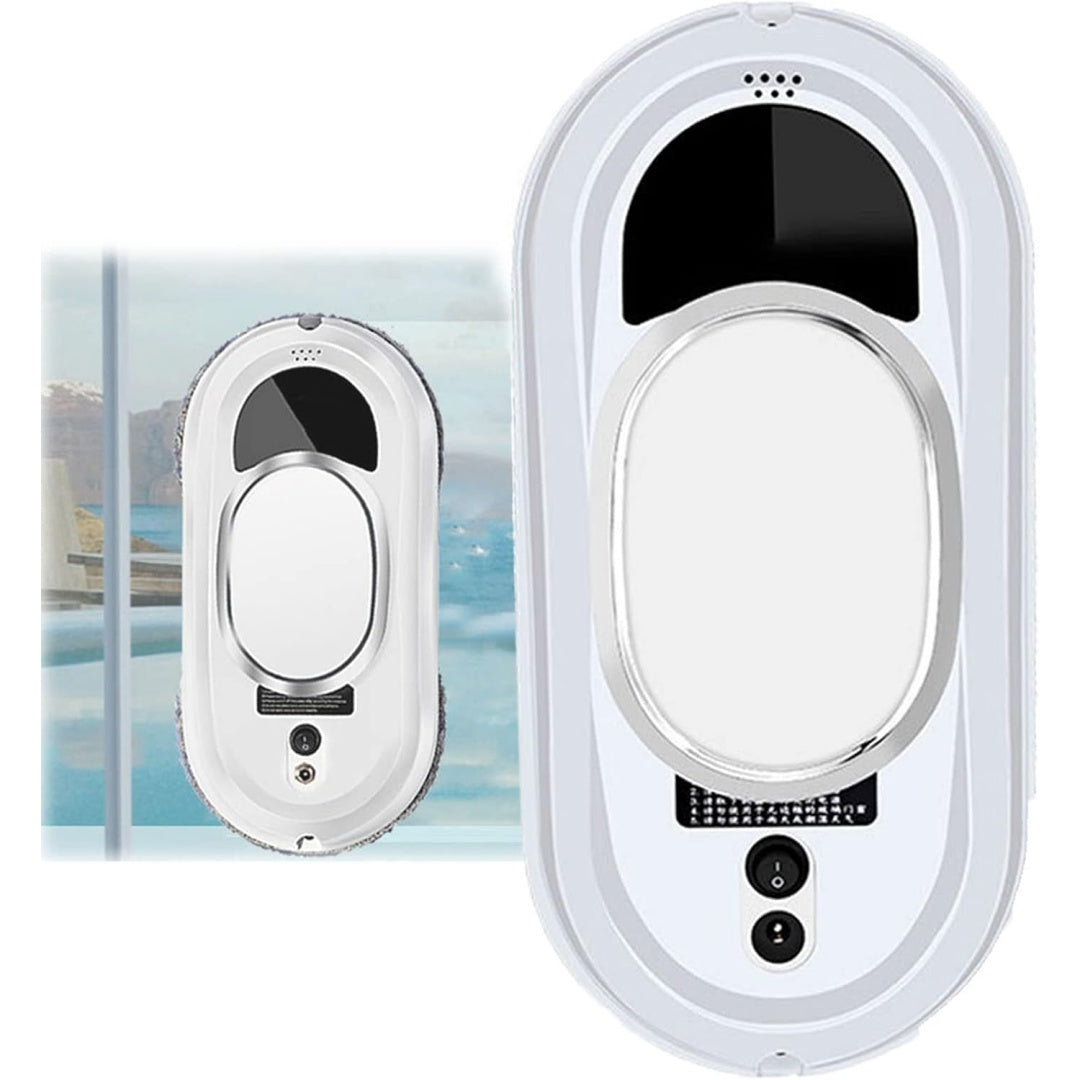 Robot pour surfaces vitrees associant le deplacement sur la vitre au coloris blanc et gris
