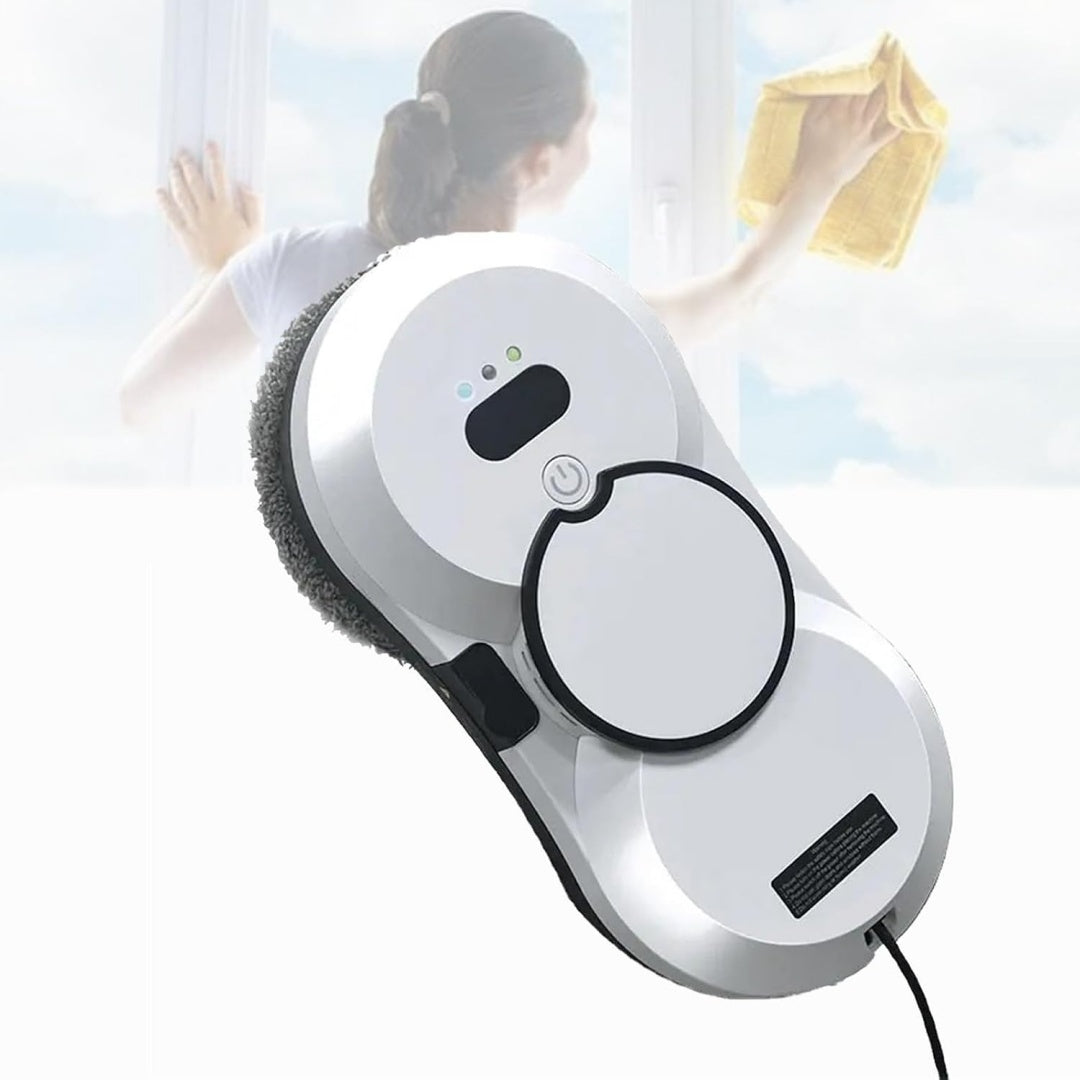 Ce robot nettoyeur de fenetres associe le nettoyage des surfaces vitrees et une commande a distance