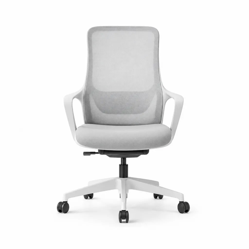 Chaise de bureau ergonomique à roulettes avec dossier en maille polyester grise 63 x 63 x 112-122 cm