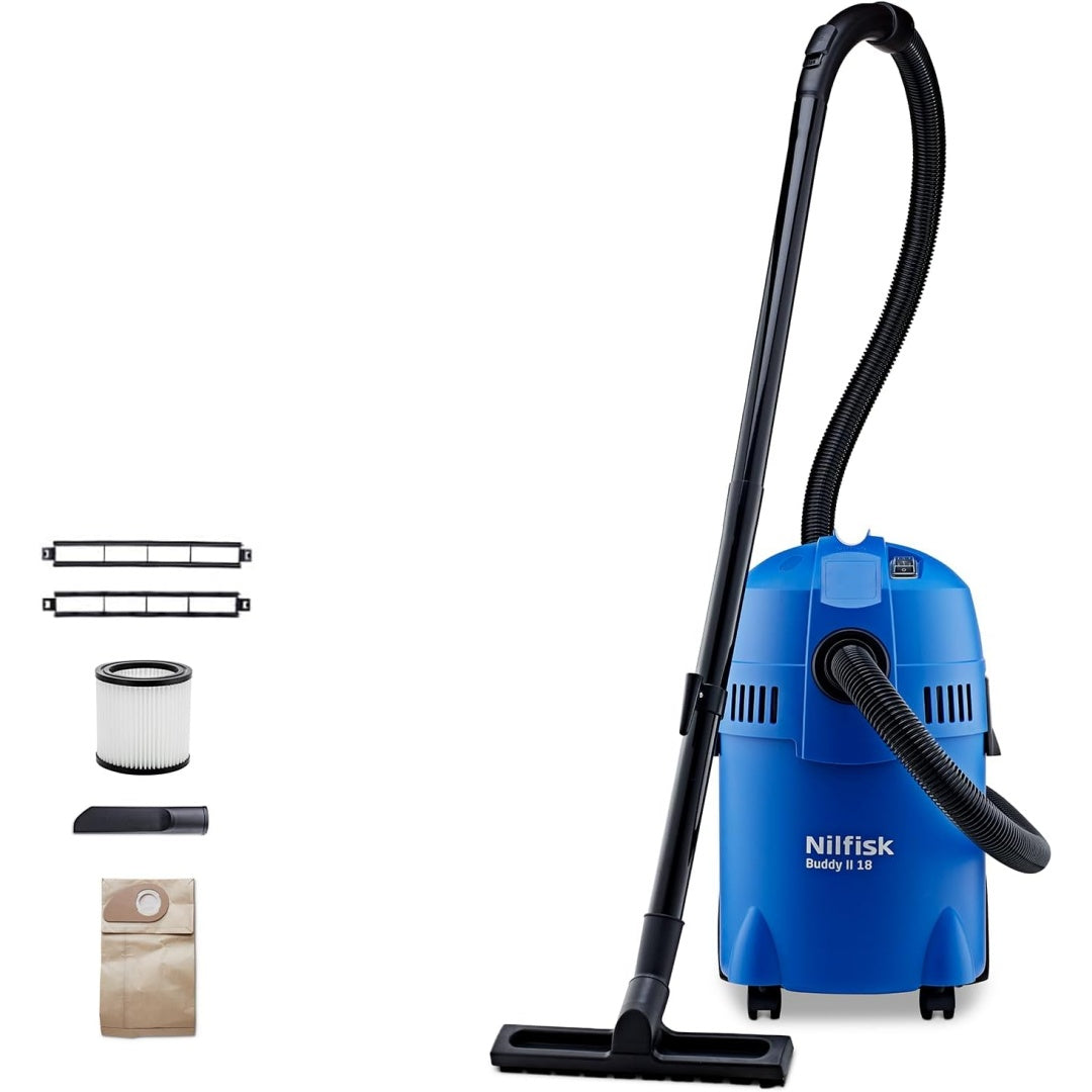 Aspirateur de sol sur roues associant la collecte de la poussiere et une fonction soufflerie