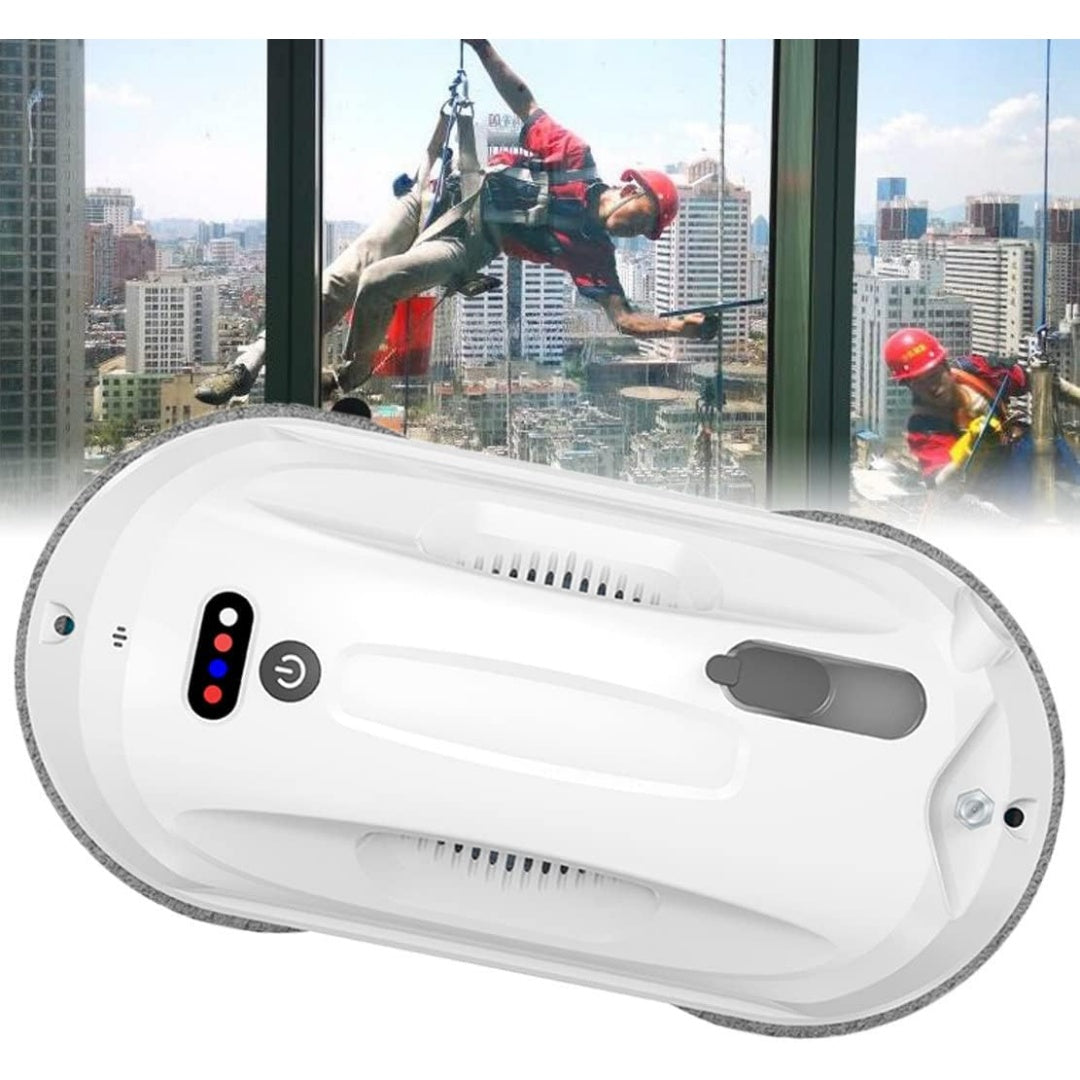 Ce robot nettoyeur de fenetres associe le nettoyage des bords et le nettoyage des tissus
