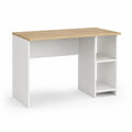 Bureau droit avec étagères 120 x 60 x 75 cm en panneaux de particules mélaminés blanc et chêne clair