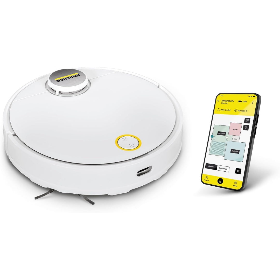 Robot aspirant autonome integrant une navigation laser et un reglage par application