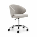 Chaise de bureau pivotante réglable en polyester beige avec accoudoirs 60 x 60 x 80-90 cm
