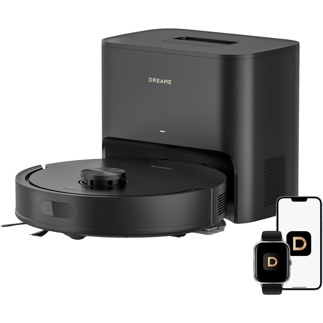 Robot et base de vidage associant le nettoyage automatise des sols au coloris noir