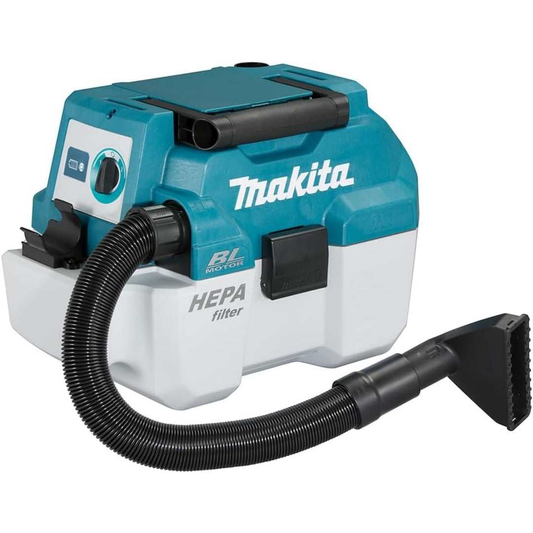 Aspirateur a main associant la collecte des petits dechets au coloris bleu et blanc