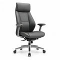 Chaise de bureau ergonomique pivotante en similicuir PU noir avec appui-tête 68 x 70 x 118-128 cm