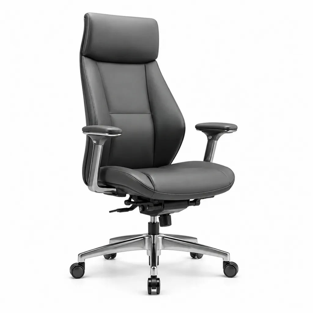 Chaise de bureau ergonomique pivotante en similicuir PU noir avec appui-tête 68 x 70 x 118-128 cm
