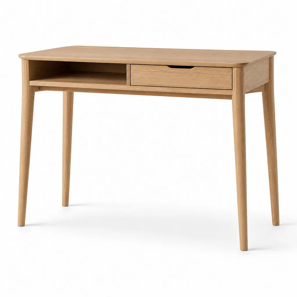 Bureau classique avec tiroir et niche en MDF plaqué chêne rectangulaire chêne clair 100 x 50 x 75 cm