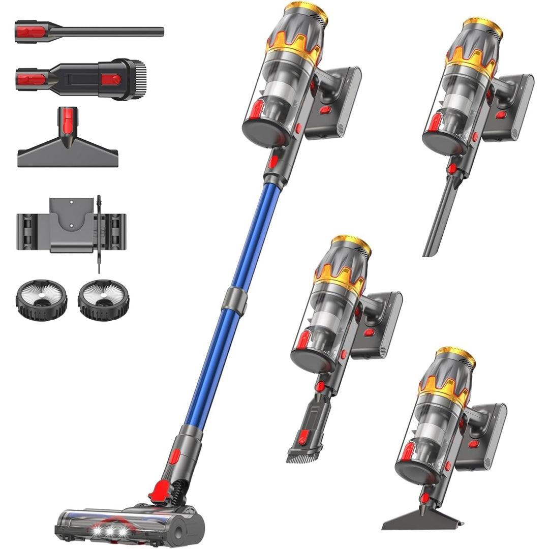 Aspirateur au format balai integrant une brosse anti emmelement et une utilisation sans fil