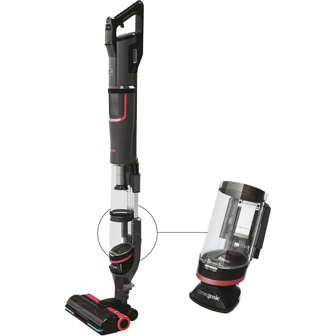 Aspirateur vertical associant le nettoyage des bords au coloris noir et gris